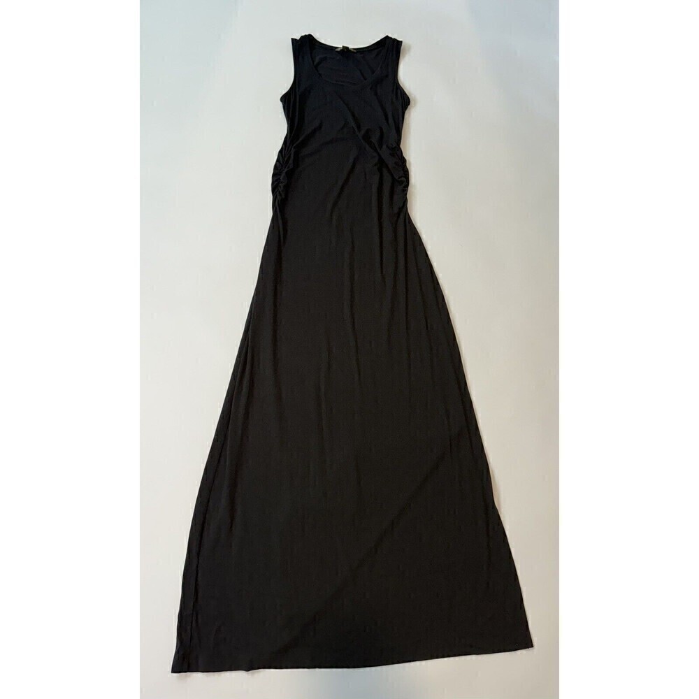 TOMMY BAHAMA Black Racerback Maxi Dress Soft Cotton Neutral Versatile Small Slit - Picture 2 of 6